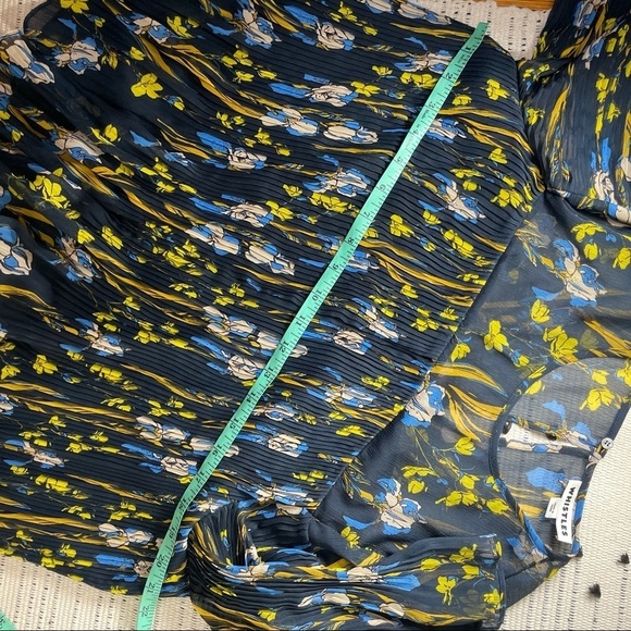 WHISTLES Habiba Iris Printed Pleated 3/4 Sleeve Blouse Womens 10 - Picture 7 of 9